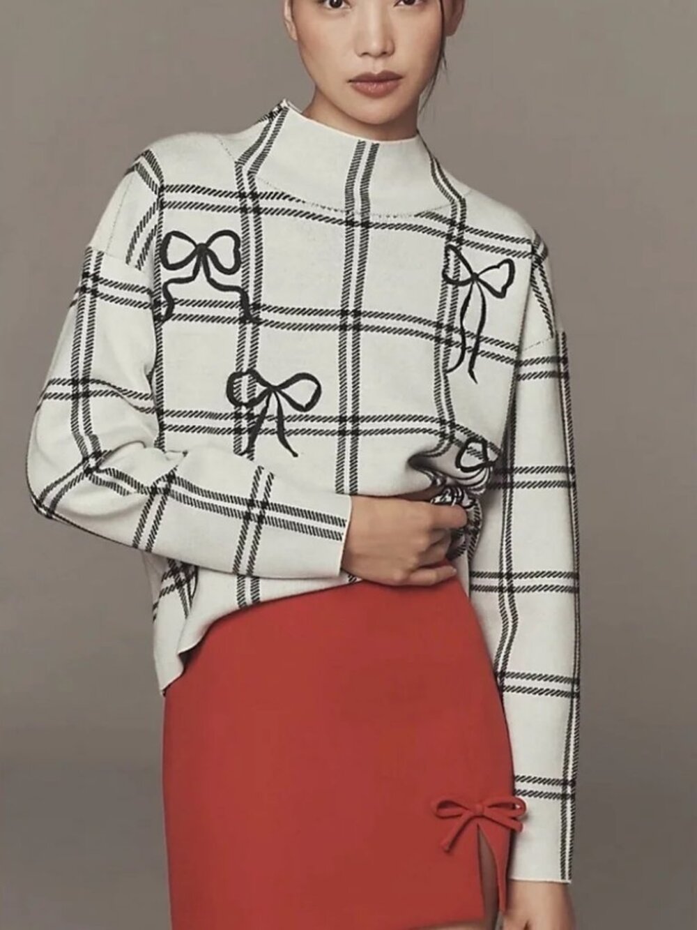 NEW Anthropologie Maeve Carys Mock Neck Sweater S Petite NWT BOWS SP